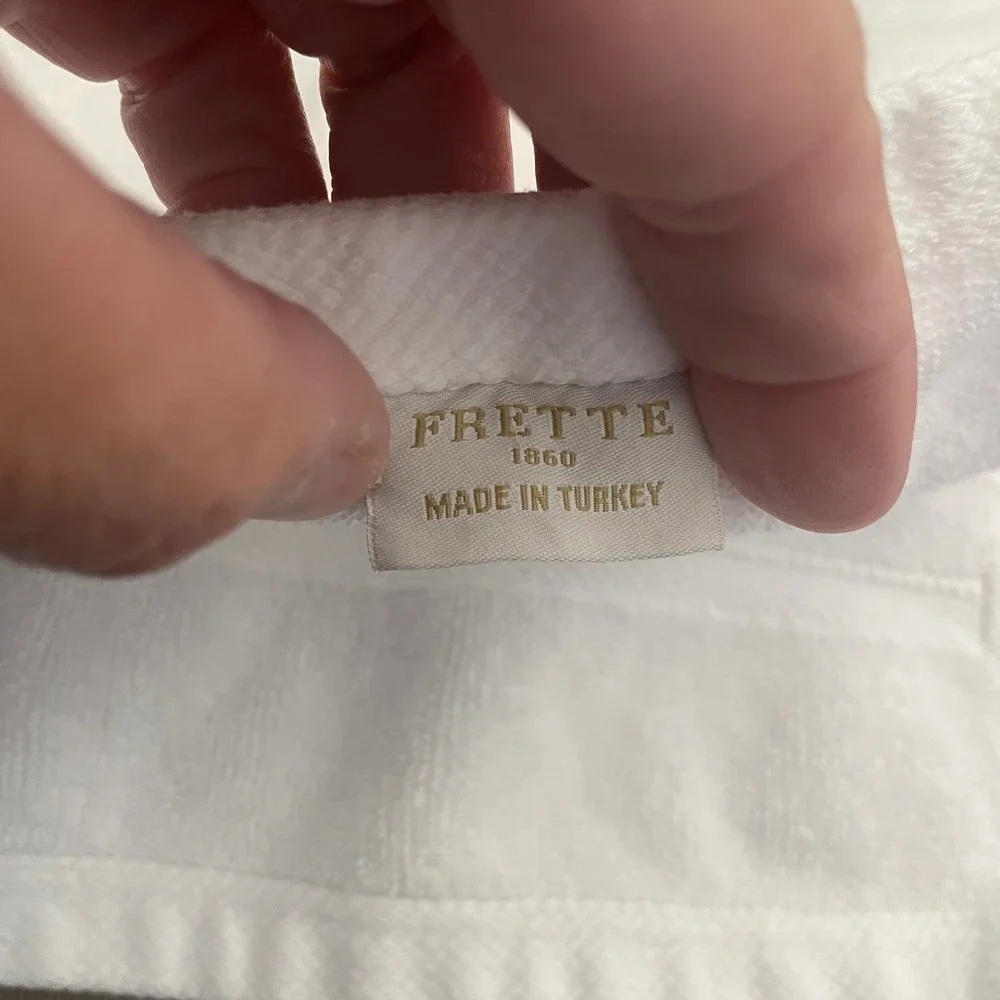 Disney Cruise Line Frette White Cotton Hand Towel Embossed Wave Logo Made Turkey